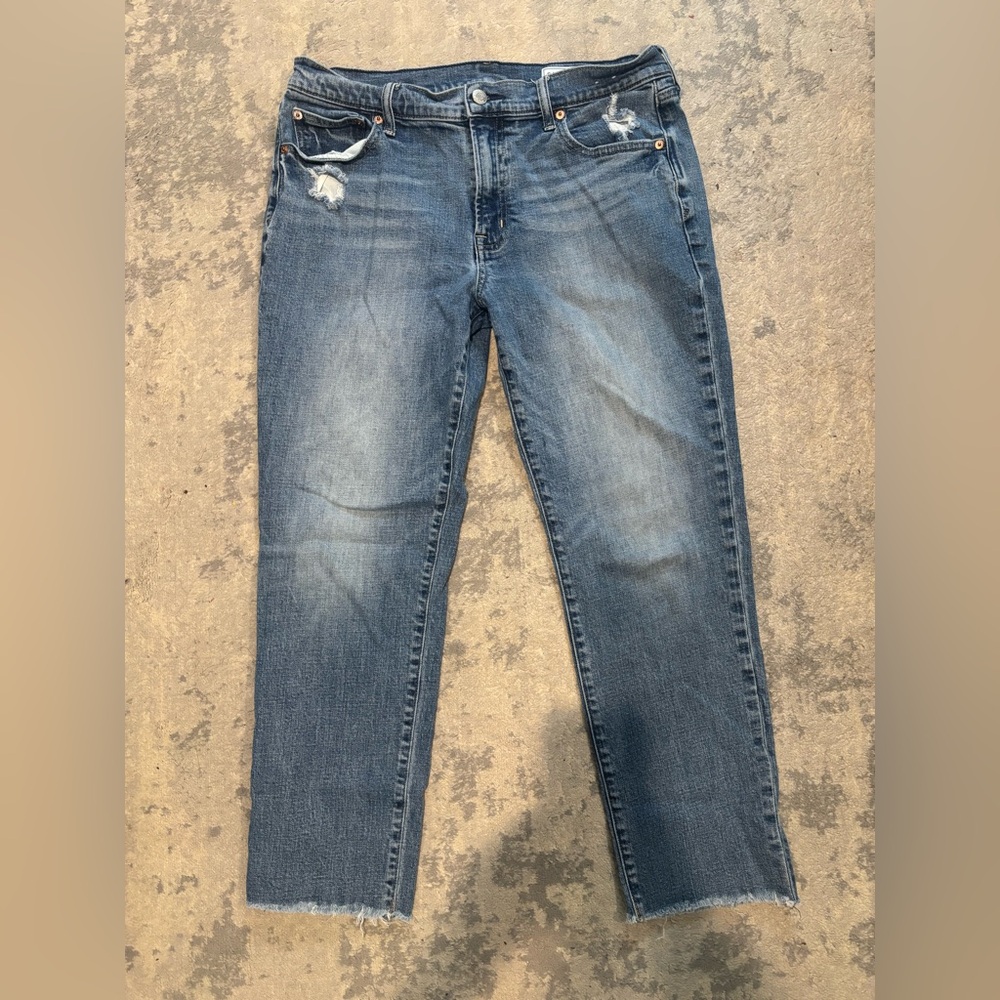 GAP Women's Mid-Blue Skinny Jeans with Light Distressing